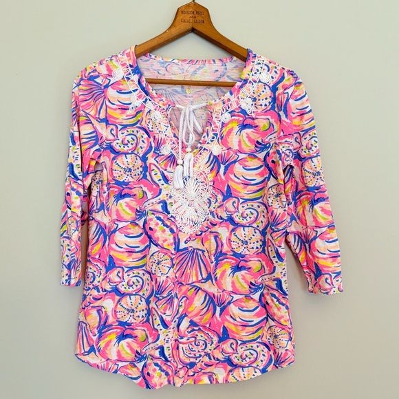 New Lilly Pulitzer Holly Top in Shell of a Time | Size S | Summer Vacation Beach - Picture 1 of 7